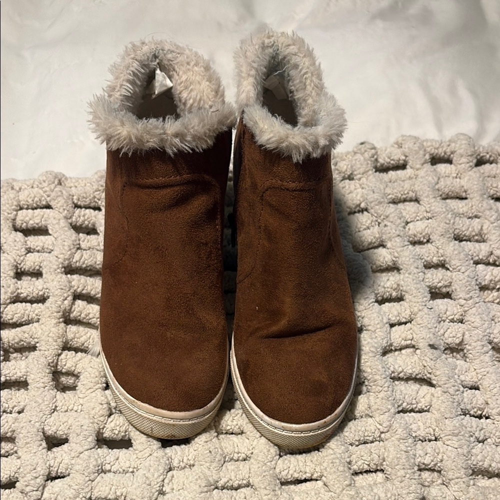 a.n.a Brown and White Wedge Shoes with Plush Lining